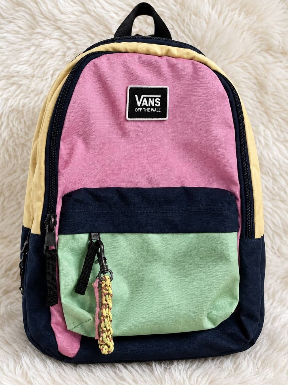 Vans Colorblock Mini Backpack - Pink, Mint & Navy with Yellow Trim